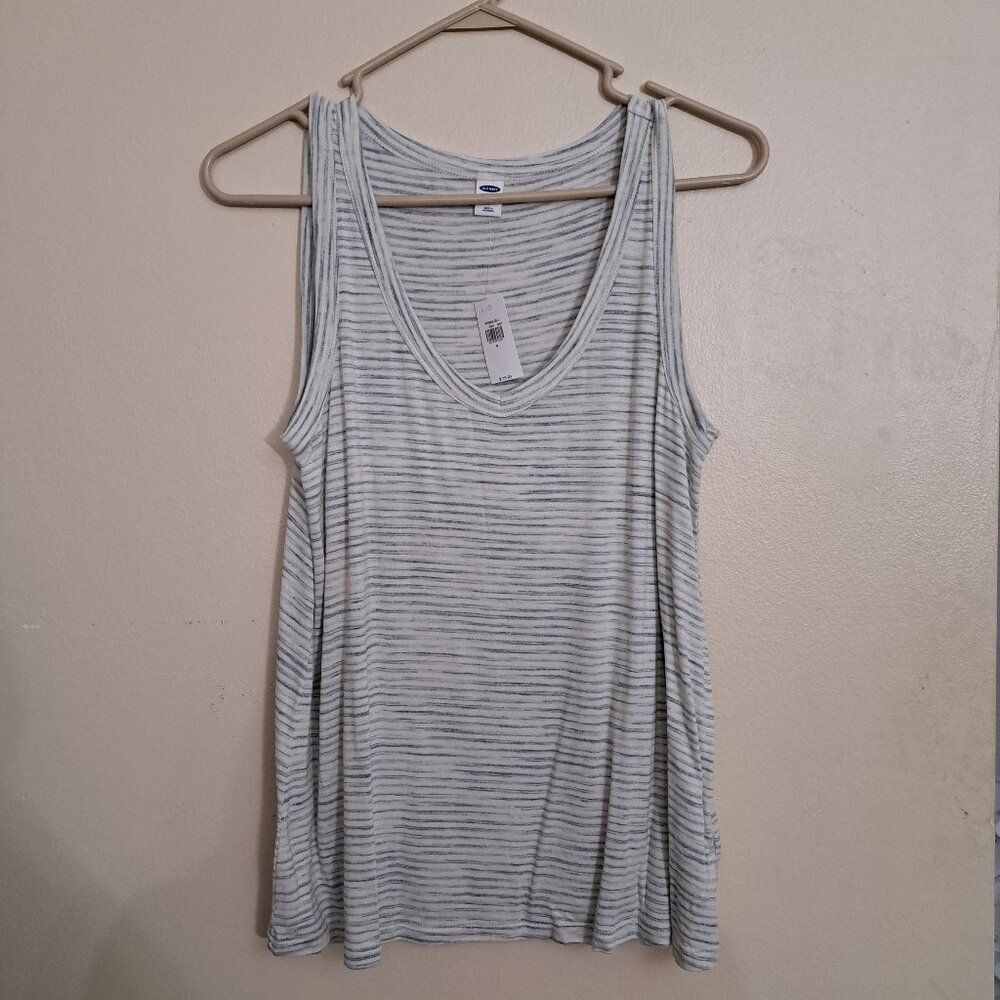 WOMEN'S OLD NAVY GRAY STRIPE LUXE TANK TOP - SIZE SMALL NWT